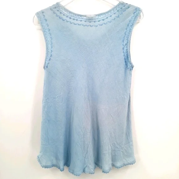 Noelle Women's One Size Blue Embroidered Tank Top - Picture 5 of 13